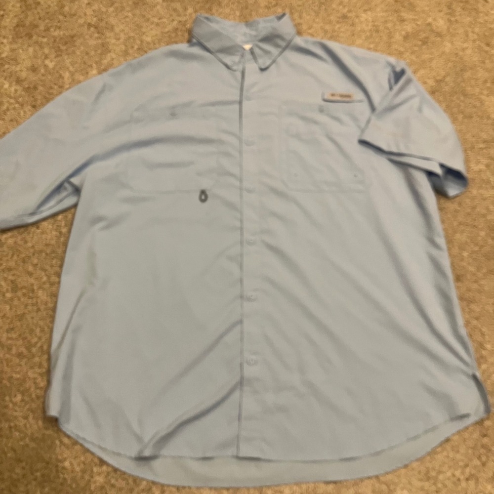 Columbia PFG Tamiami II Short Sleeve Fishing Shirt Blue XL SPF 40 Outdoor Angler